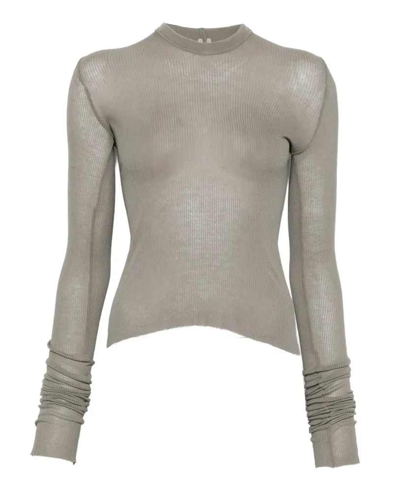 Rick Owens cropped ribbed-knit hoodie - Grau Grau
