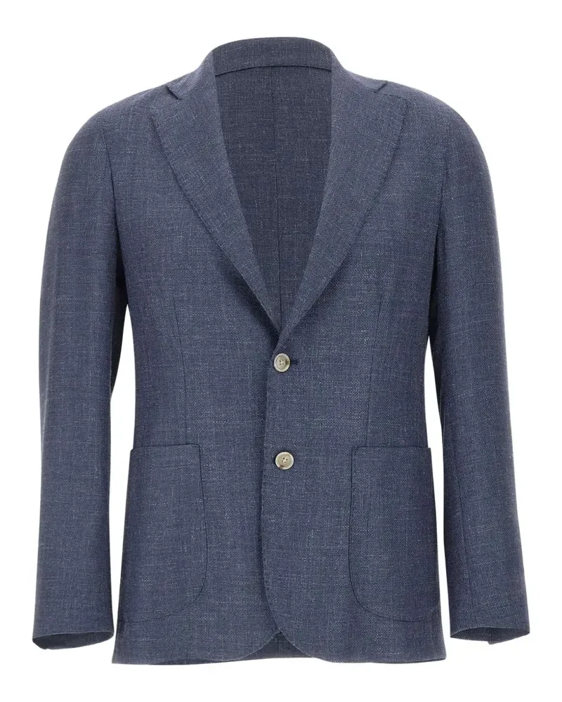 BARBA buttoned patch-pockets blazer - Blau Blau