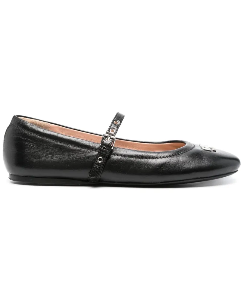 Moschino Ballerinas mit Logo-Schild - Schwarz Schwarz