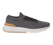 Laufschuhe aus Baumwolle und semi-poliertem Kalbsleder - Grau
