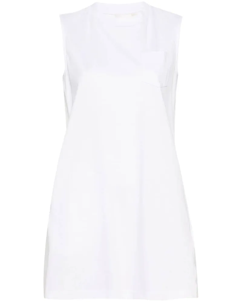 Sacai Maxikleid mit Falten - Weiß Weiß