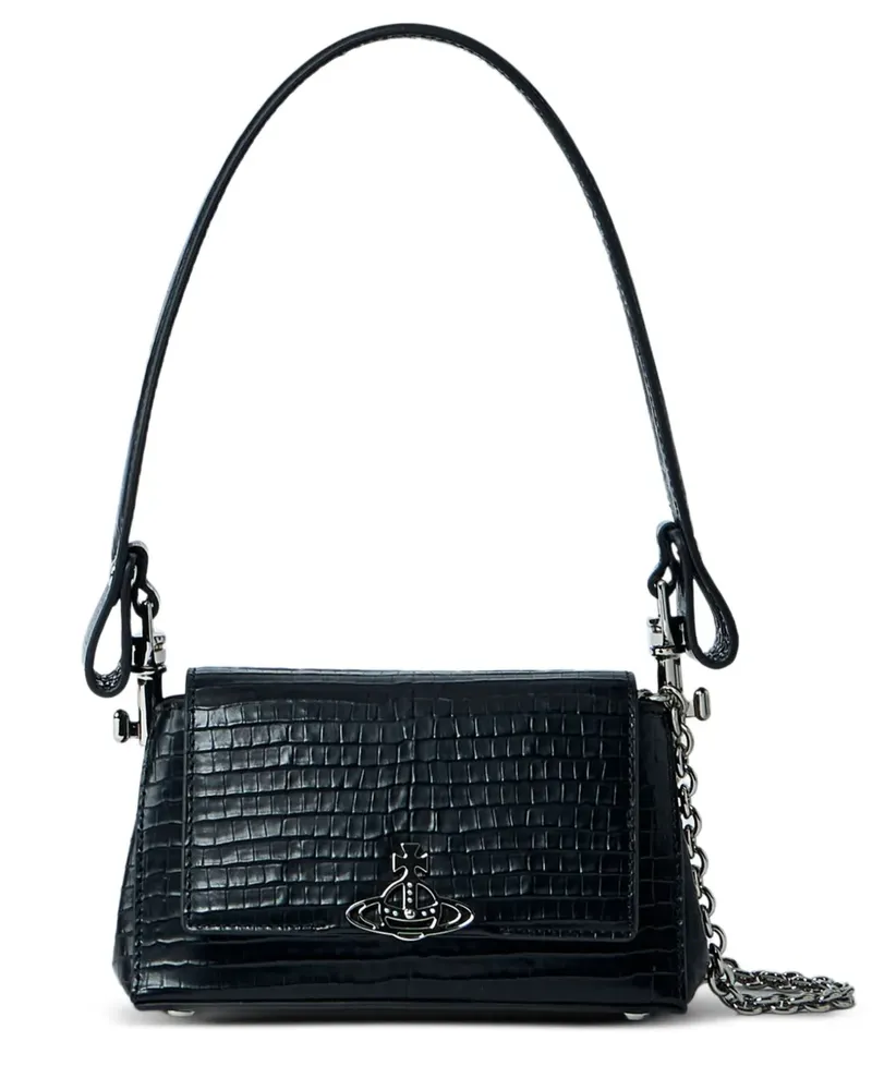 Vivienne Westwood Kleine Hazel Schultertasche mit Kroko-Effekt - Schwarz Schwarz