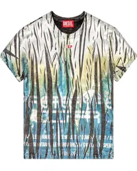 Diesel T-Uncutie-Long-Foil T-Shirt mit Zebra-Print Blau