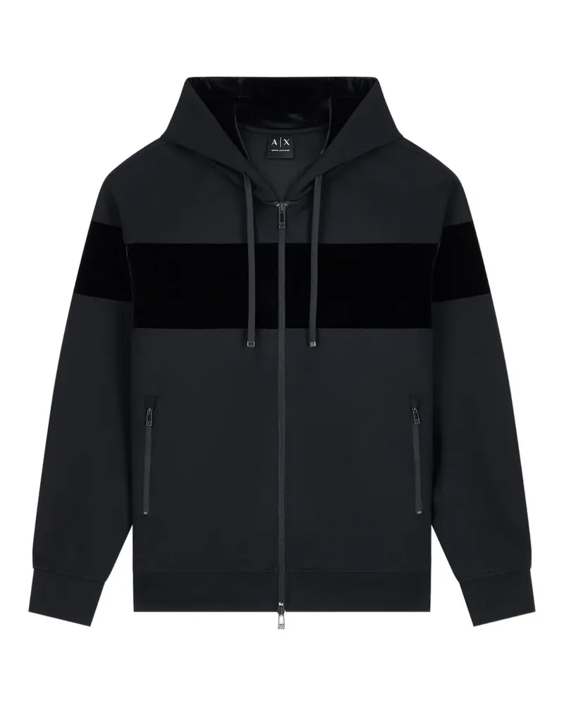 Armani Exchange velvet-panel zip-up hoodie - Schwarz Schwarz