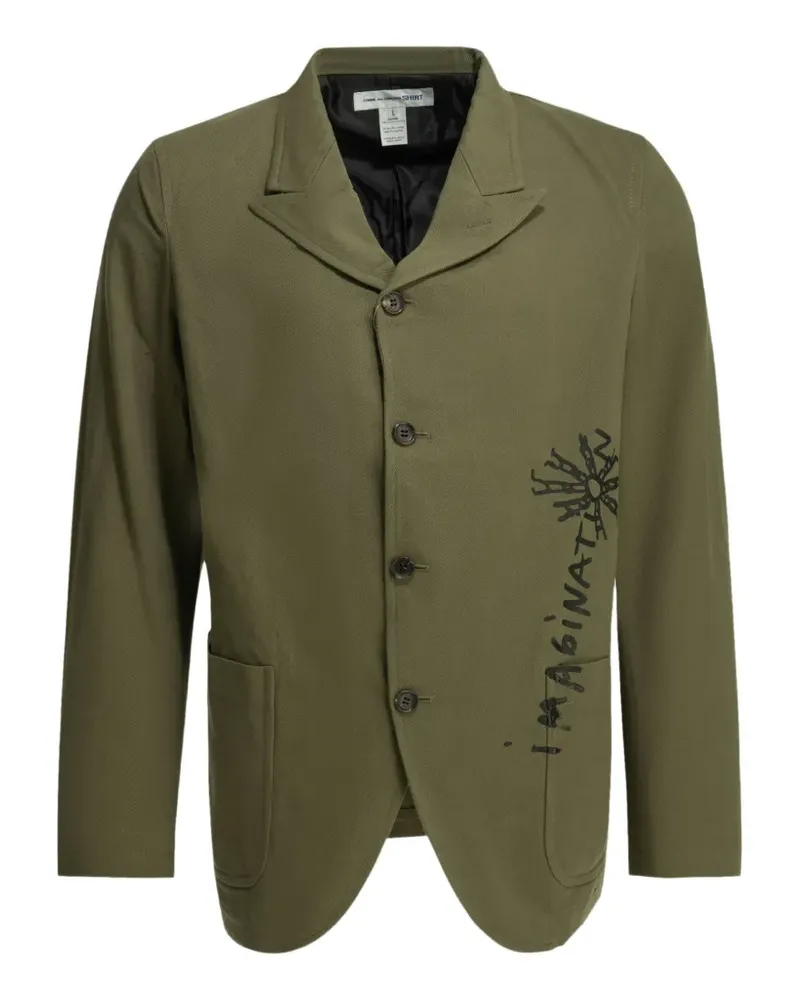 Comme des Garçons graphic-print cotton coat - Grün Grün