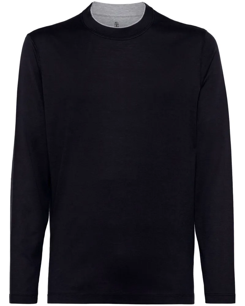 Brunello Cucinelli Jersey-T-Shirt mit Kontrastdetails - Blau Blau