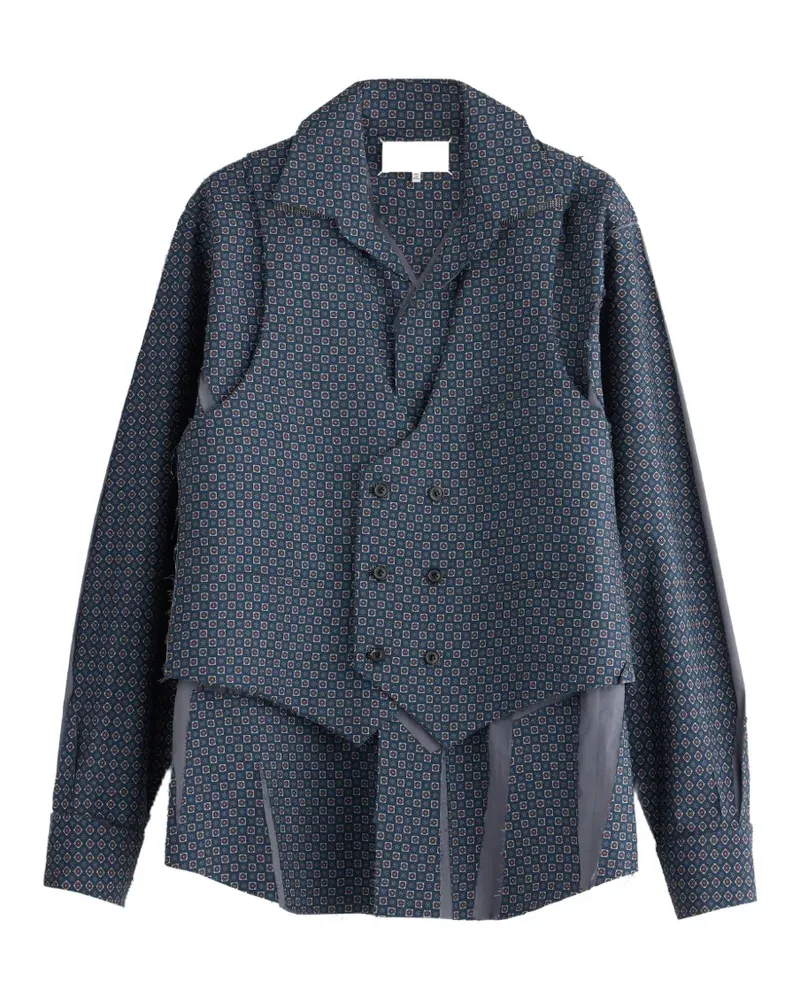 Maison Margiela Fusion Seidenhemd mit geometrischem Print - Blau Blau