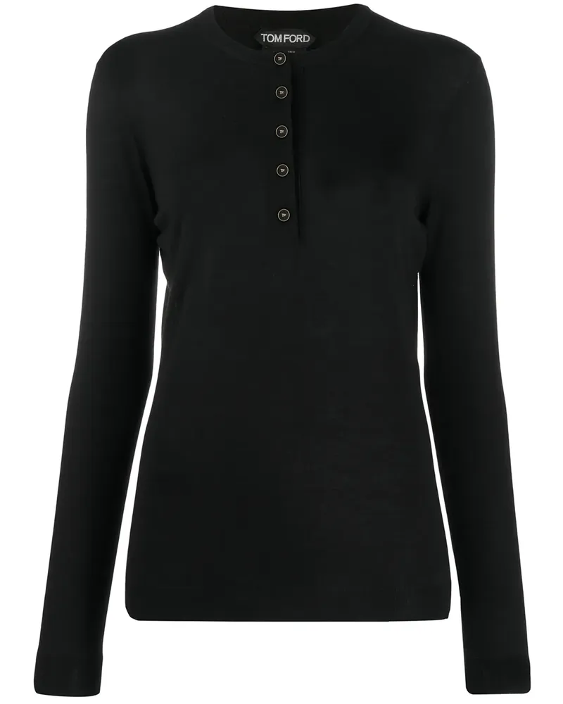 Tom Ford Poloshirt mit langen Ärmeln - Schwarz Schwarz