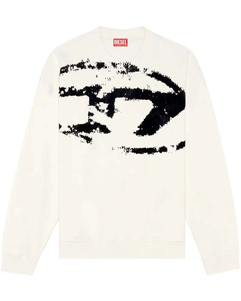 Diesel S-Boxt Sweatshirt mit beflocktem Logo Weiß