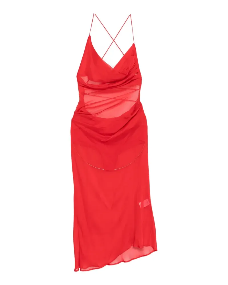 Patrizia Pepe asymmetric draping silk midi dress - Rot Rot