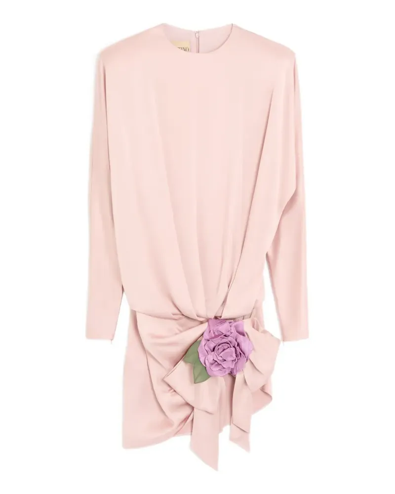 Valentino Garavani Drapiertes Kleid mit Knotendetail und Blumenapplikation - Rosa Rosa