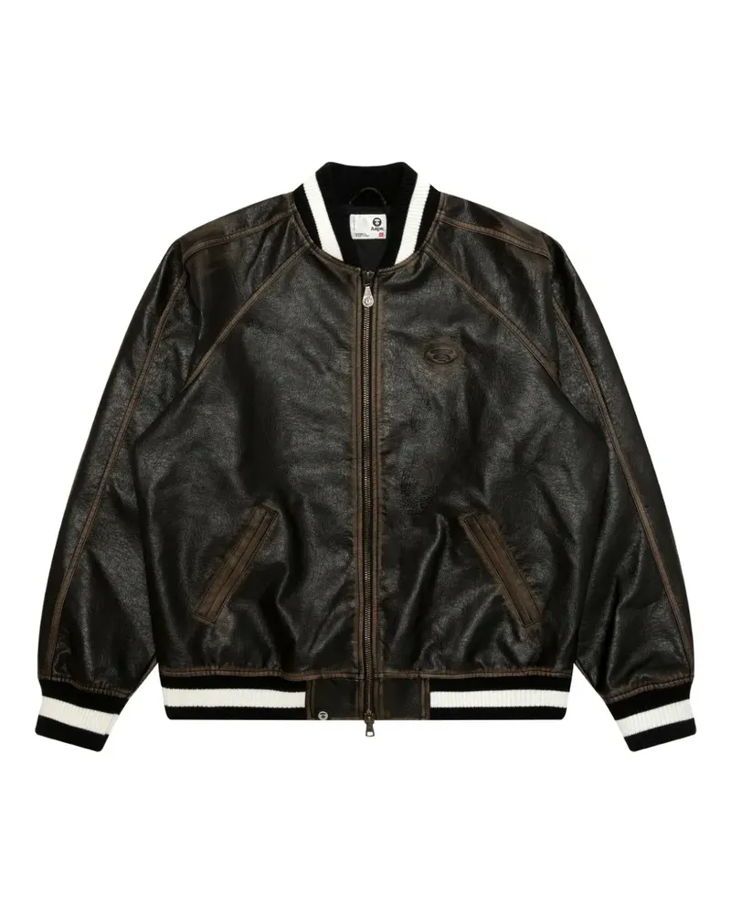 BAPE Bomberjacke aus Faux-Leder - Braun Braun