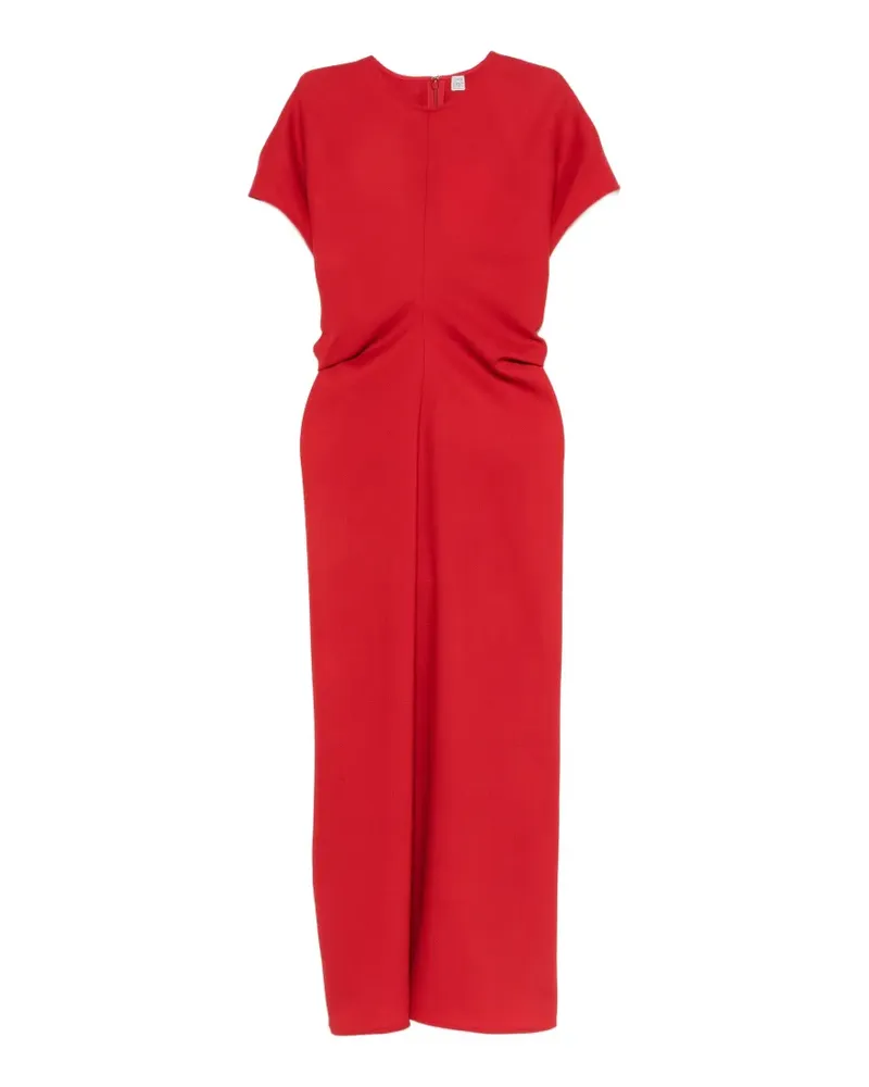 Totême slouch-waist short-sleeve midi dress - Rot Rot