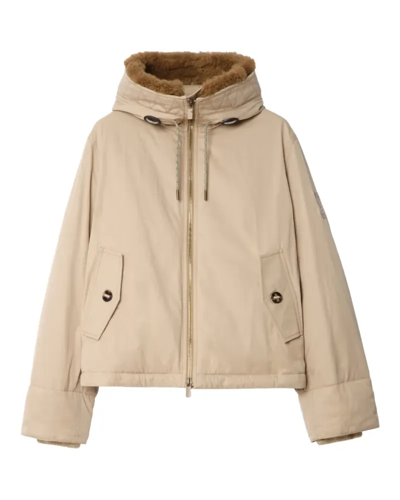 Burberry shearling trim hooded jacket - Nude Nude