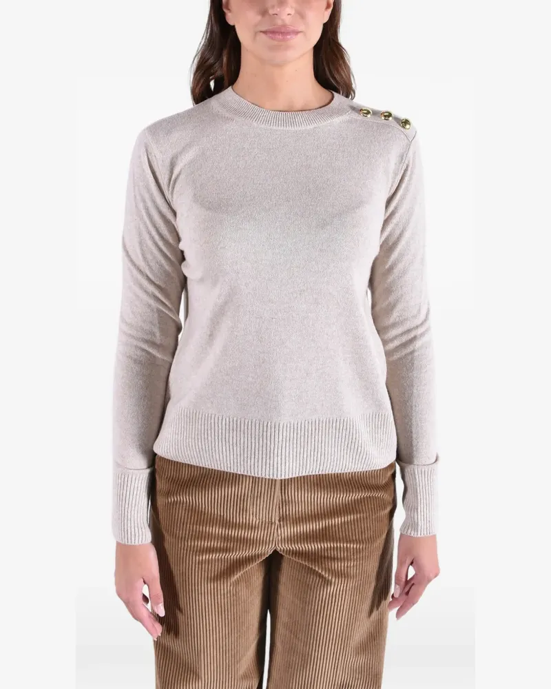 Barbour Eleanor button-detail crew-neck sweater - Nude Nude