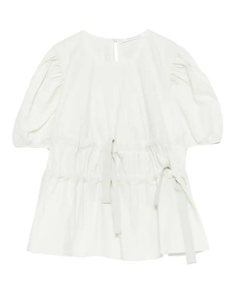 Cecilie Bahnsen Papillon matelassé peplum top - Nude Nude