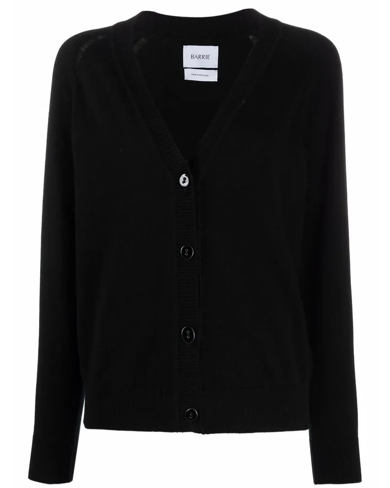 Barrie Kaschmircardigan mit gerippten Details - Schwarz Schwarz