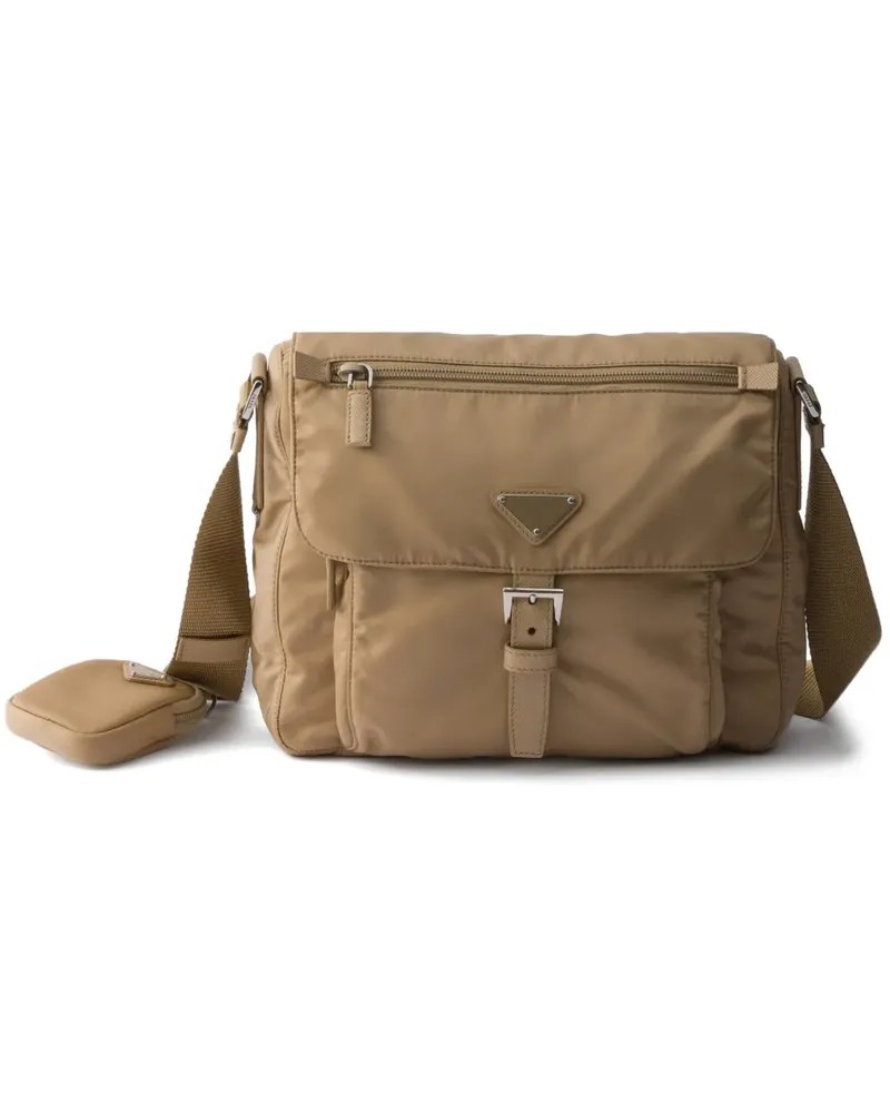 Prada Schultertasche mit Logo-Schild - Nude Nude