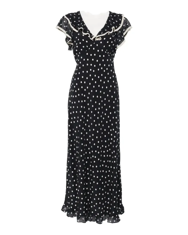 RIXO Beyhea polka-dot ruffled maxi dress - Blau Blau