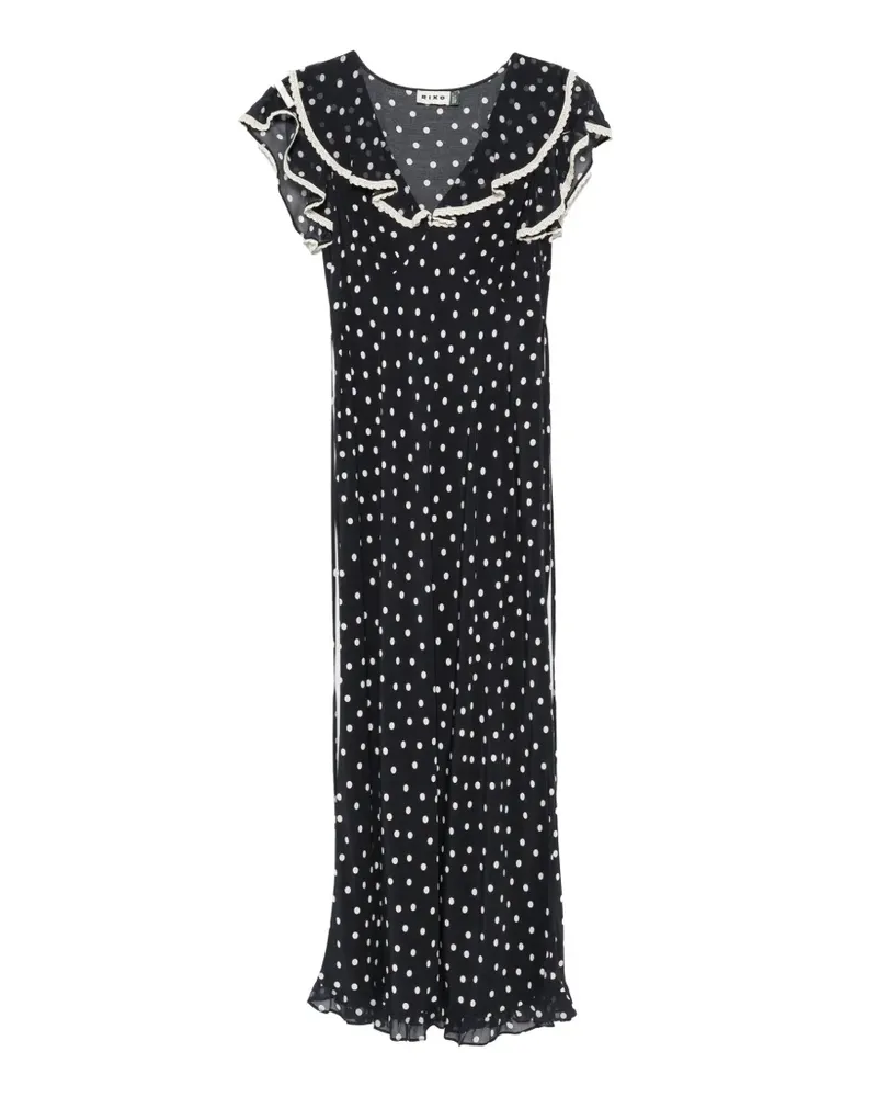 RIXO Beyhea polka-dot ruffled maxi dress - Blau Blau