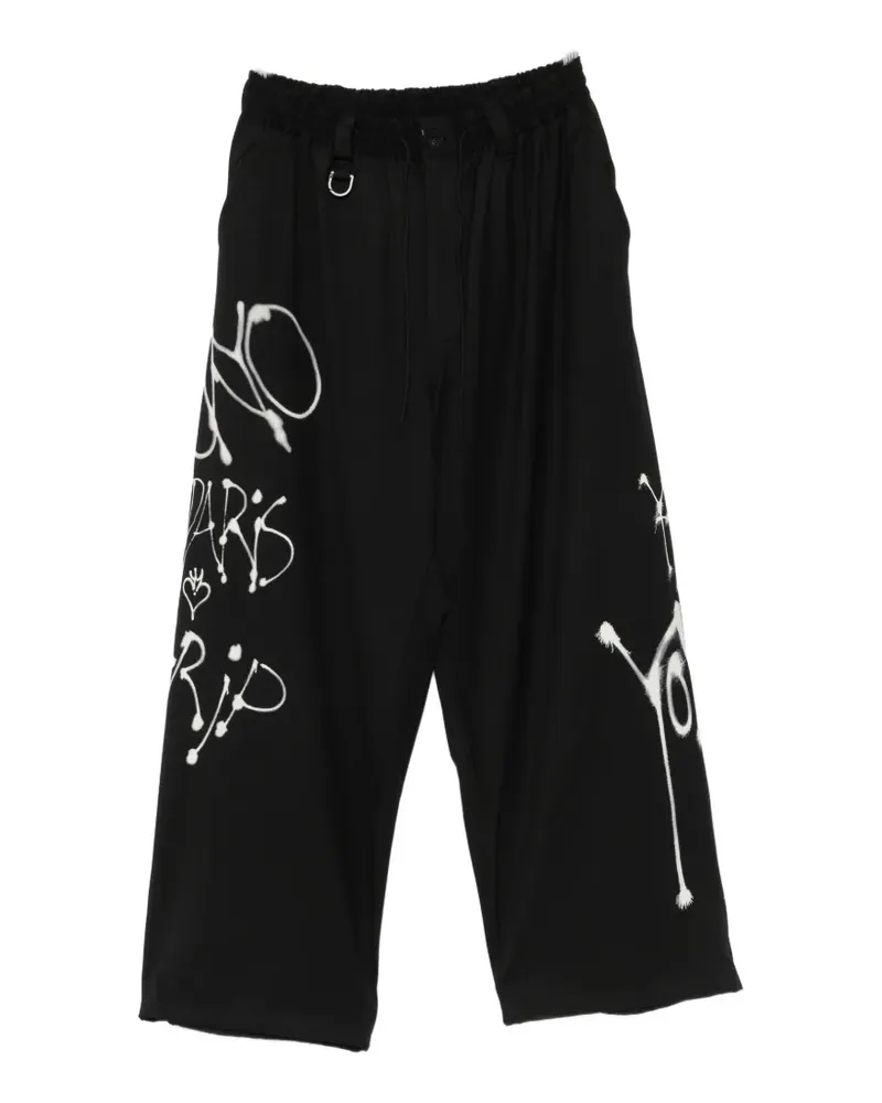 Y-3 graffiti-print wide-leg trousers - Schwarz Schwarz