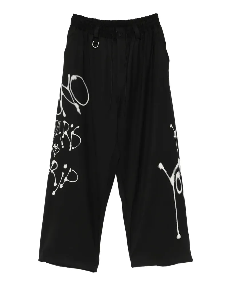 Y-3 Wide-Leg-Hose mit Graffiti-Print - Schwarz Schwarz