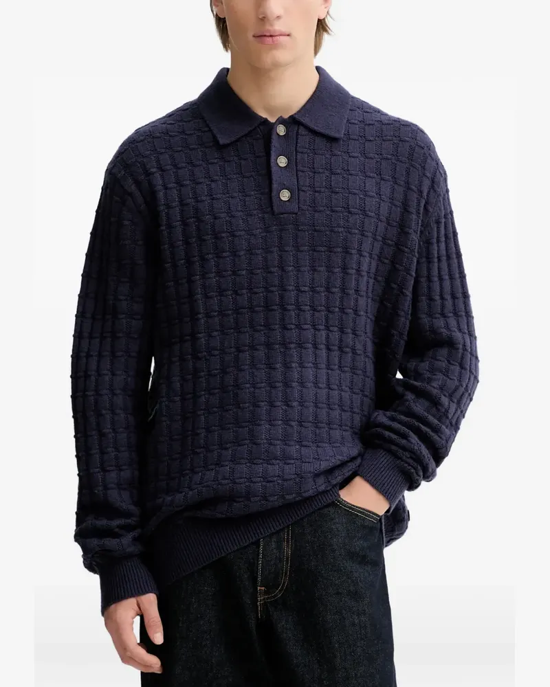 LES DEUX Gustav polo-collar sweater - Blau Blau