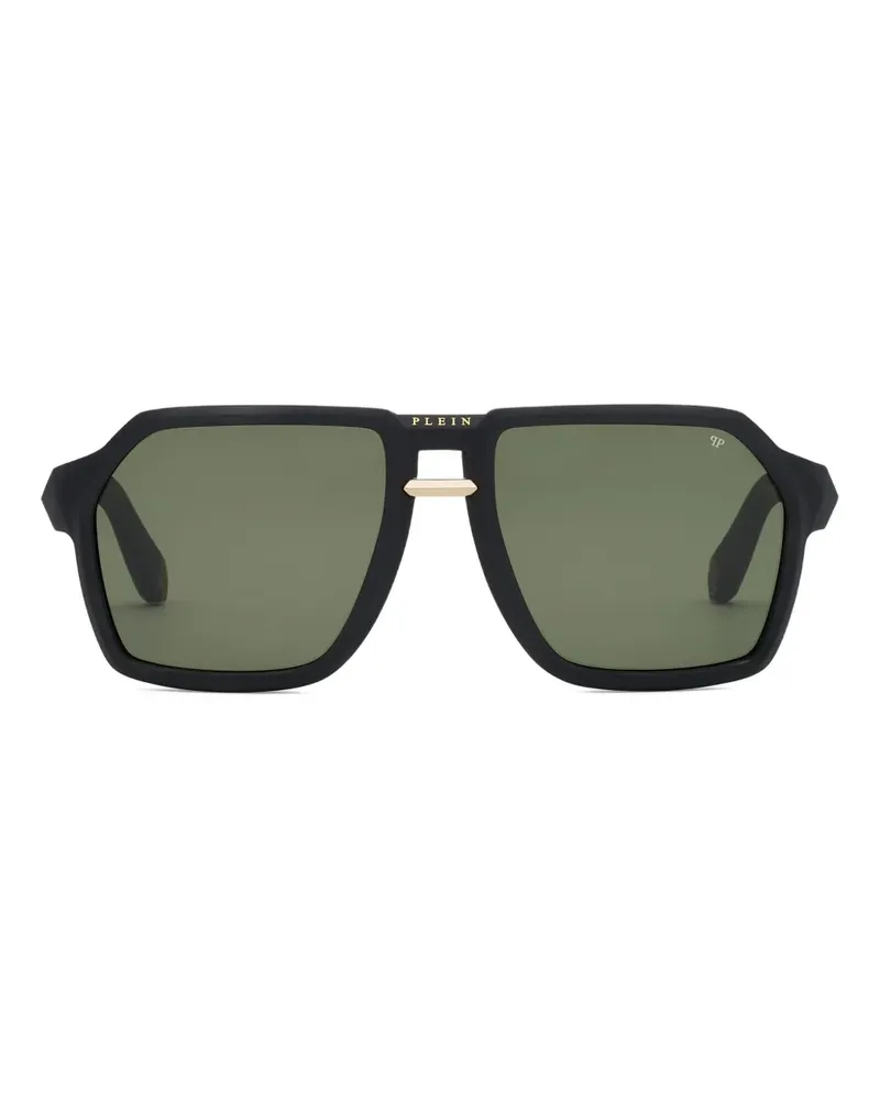 Philipp Plein Sonnenbrille mit geometrischem Gestell - Schwarz Schwarz