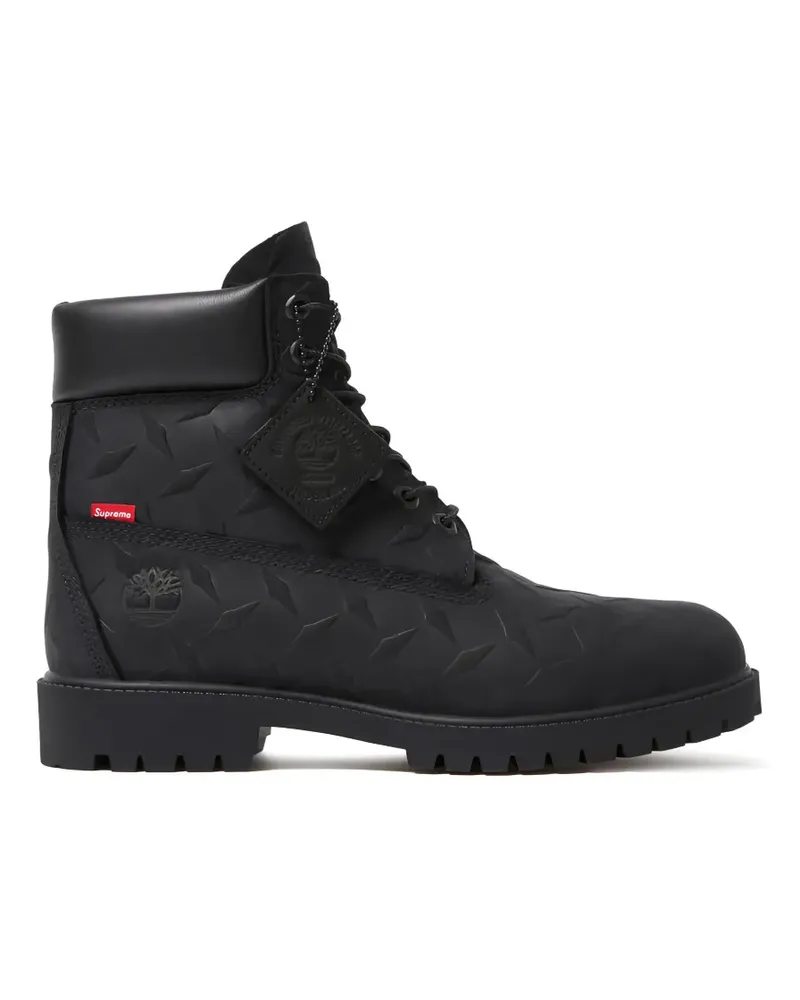 Timberland x Supreme Premium Stiefel mit Riffelblech-Design - Schwarz Schwarz