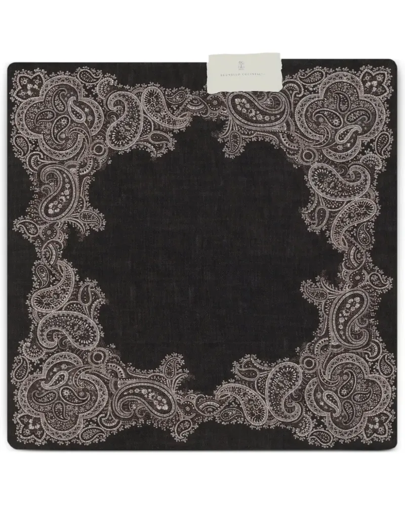 Brunello Cucinelli Einstecktuch mit Bandana-Print - Schwarz Schwarz