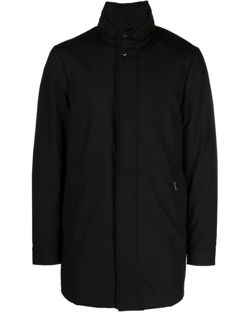 MOORER Gefütterter Trenchcoat mit Stehkragen - Schwarz Schwarz