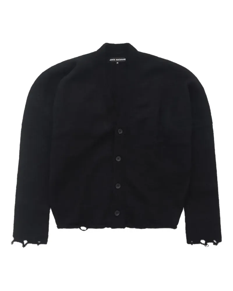 Junya Watanabe distressed asymmetric cardigan - Schwarz Schwarz