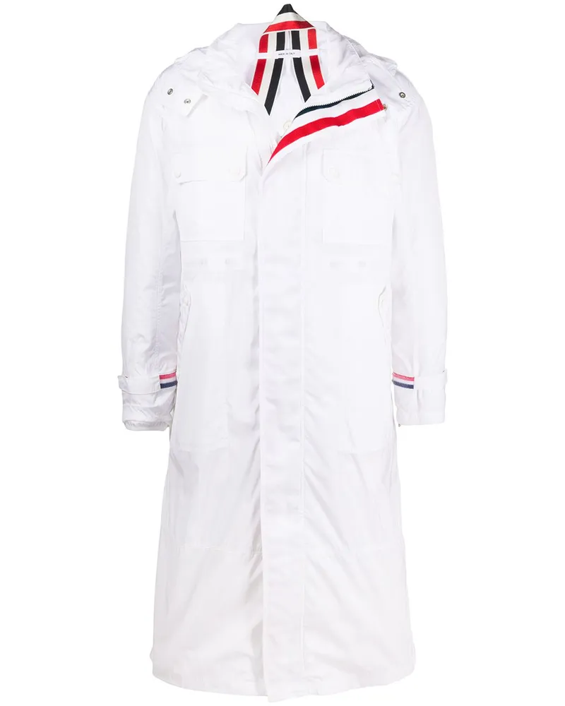 Thom Browne Gestreifter Shell-Parka Weiß