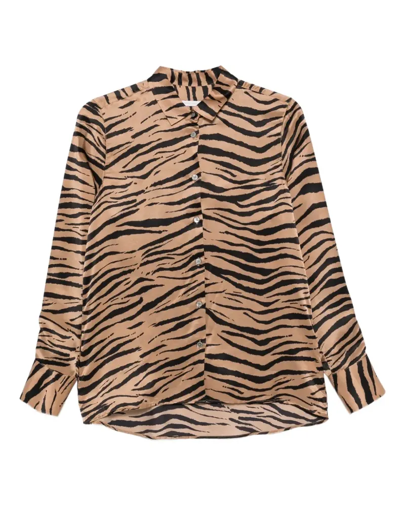 Robert Friedman Seidenhemd mit Zebra-Print - Braun Braun