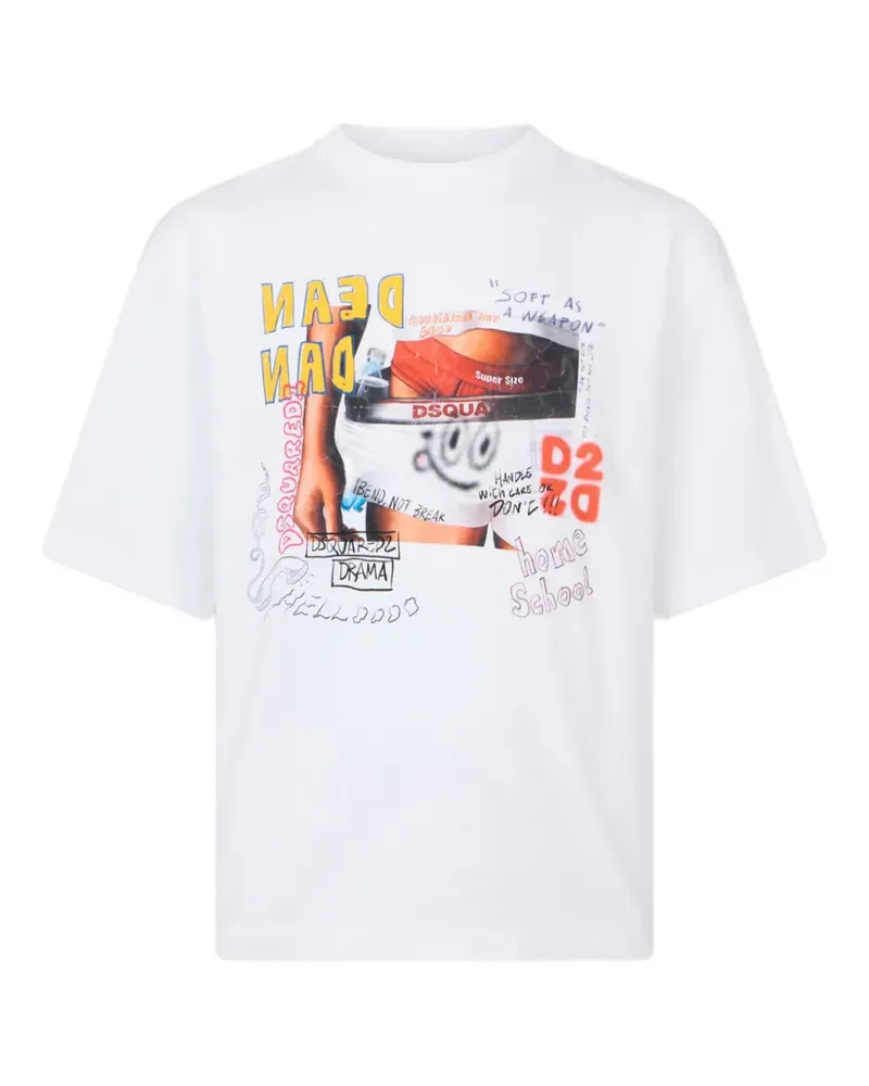 Dsquared2 D2 T-Shirt mit lockerem Schnitt - Weiß Weiß