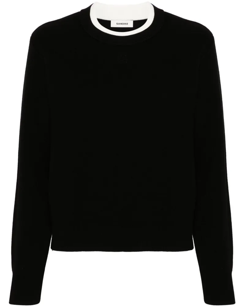 Sandro Pullover mit Logo-Stickerei - Schwarz Schwarz