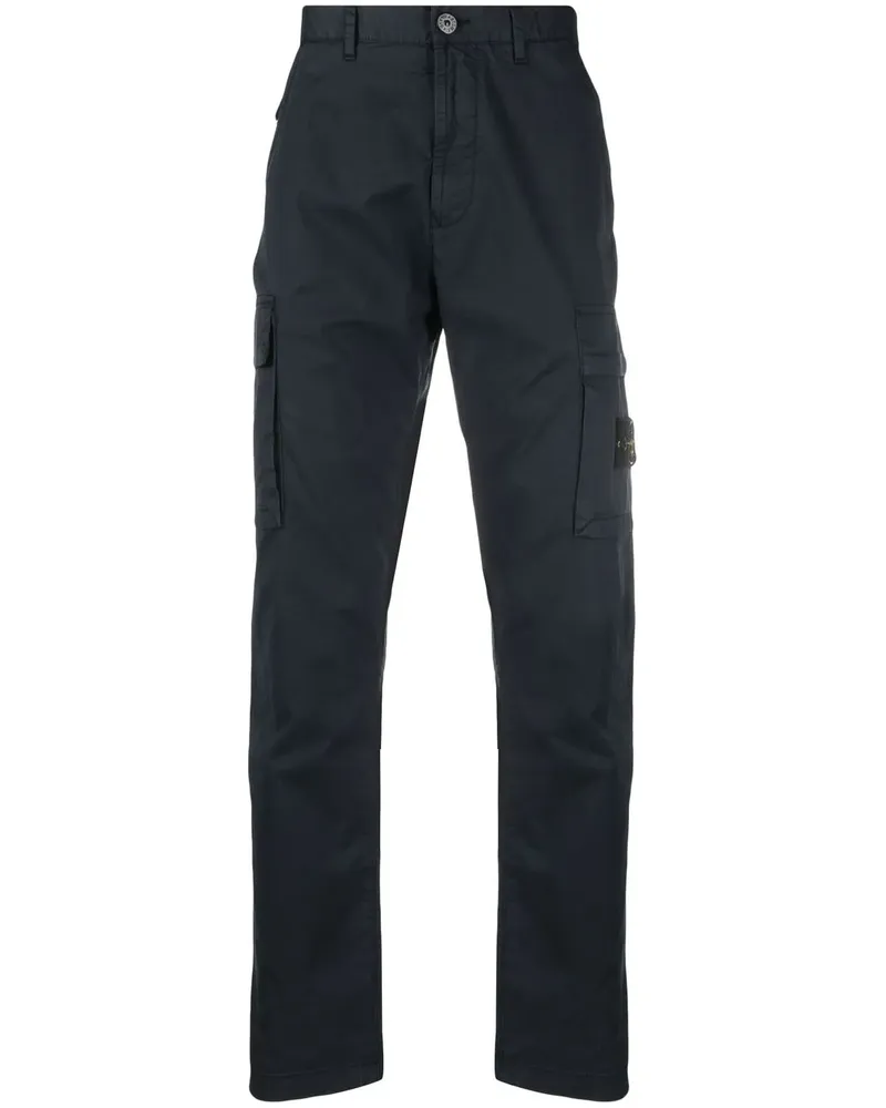 Stone Island Gerade Hose mit Logo-Patch - Blau Blau