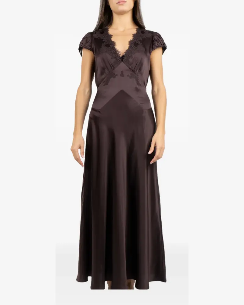DÔEN Coraline lace-trim silk maxi dress - Braun Braun