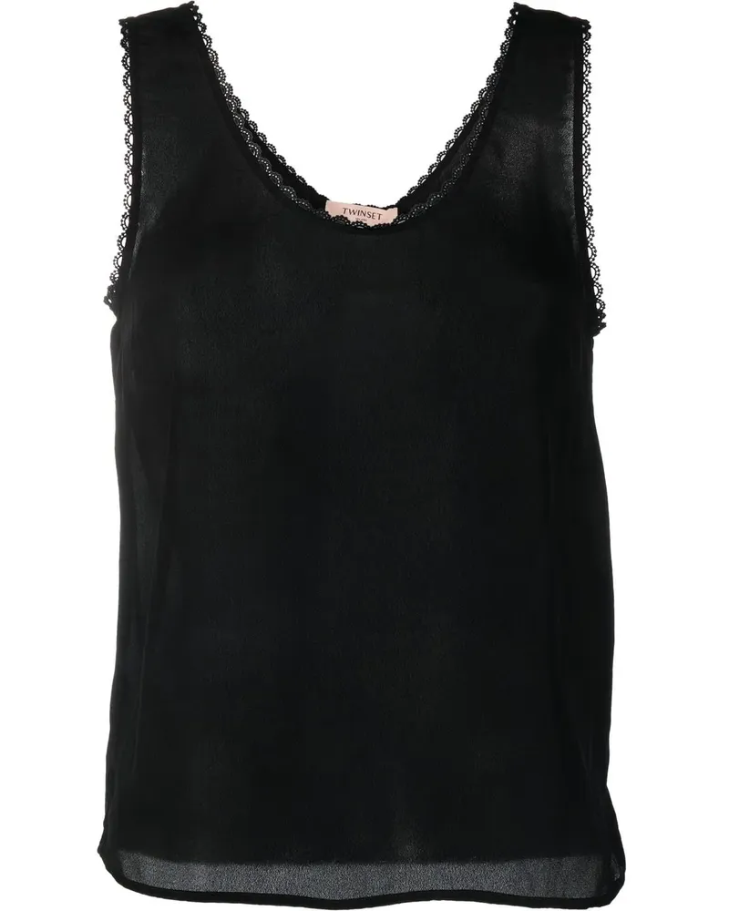 Twin-Set Top mit Wellenkanten - Schwarz Schwarz