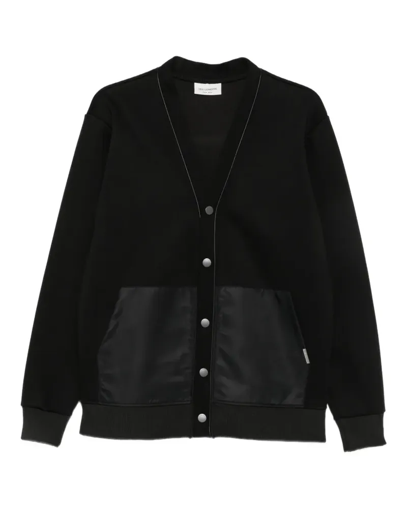 Yes London contrast-panel press-stud cardigan - Schwarz Schwarz