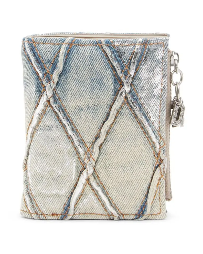 Diesel Charm D- Bi-Fold Zip II Jeans-Portemonnaie - Silber Silber