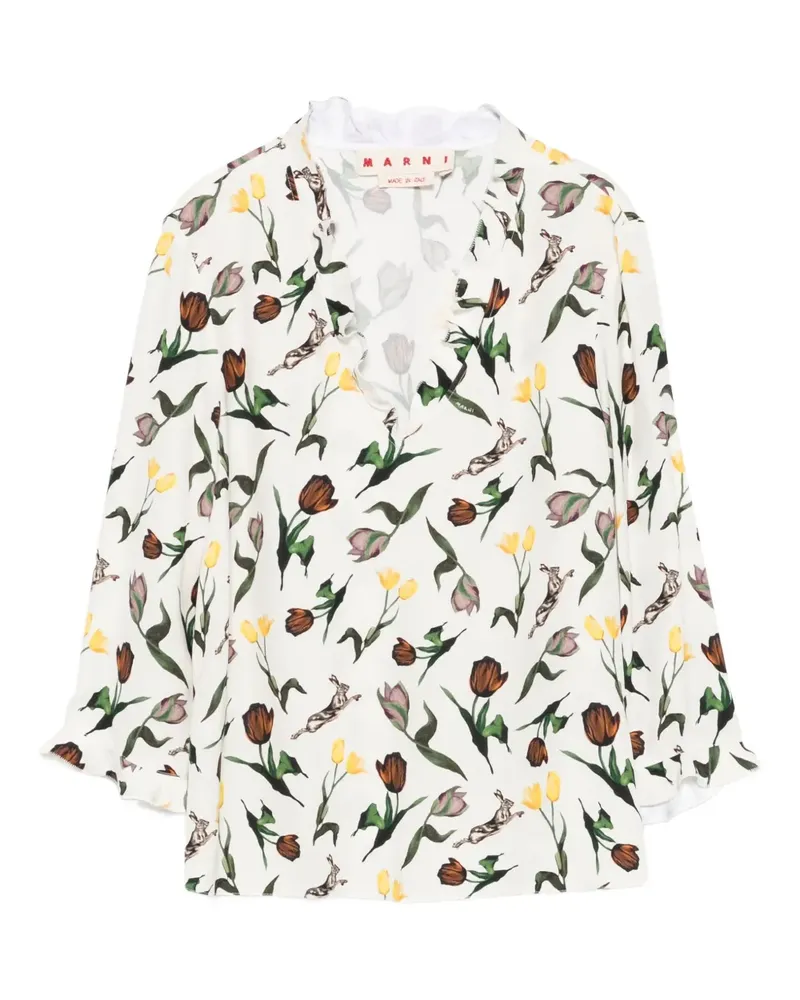 Marni Bluse mit Blumen-Print - Nude Nude