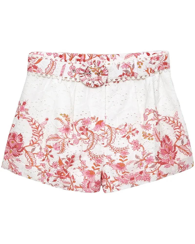 Hemant & Nandita Shorts mit Lochstickerei - Weiß Weiß