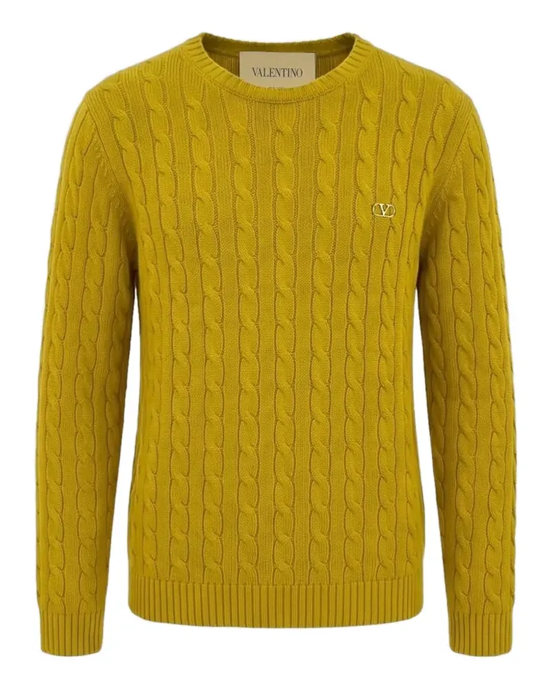 Valentino Garavani Kaschmirpullover mit Zopfmuster und VLogo - Gelb Gelb
