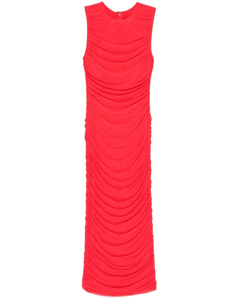 ROTATE Birger Christensen Midikleid aus Mesh Rot