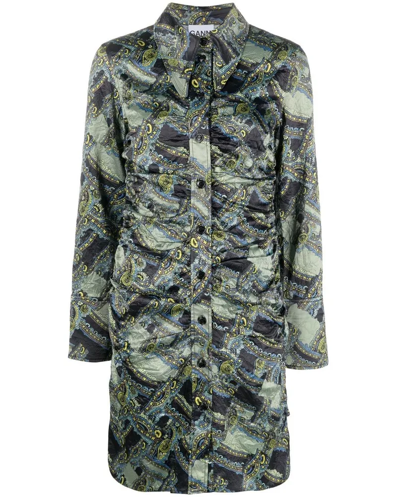 Ganni Kleid mit Paisley-Print - Grün Grün
