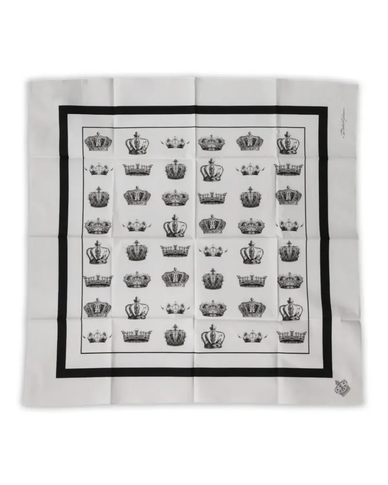 Dolce & Gabbana Schal mit Kronen-Print - Weiß Weiß