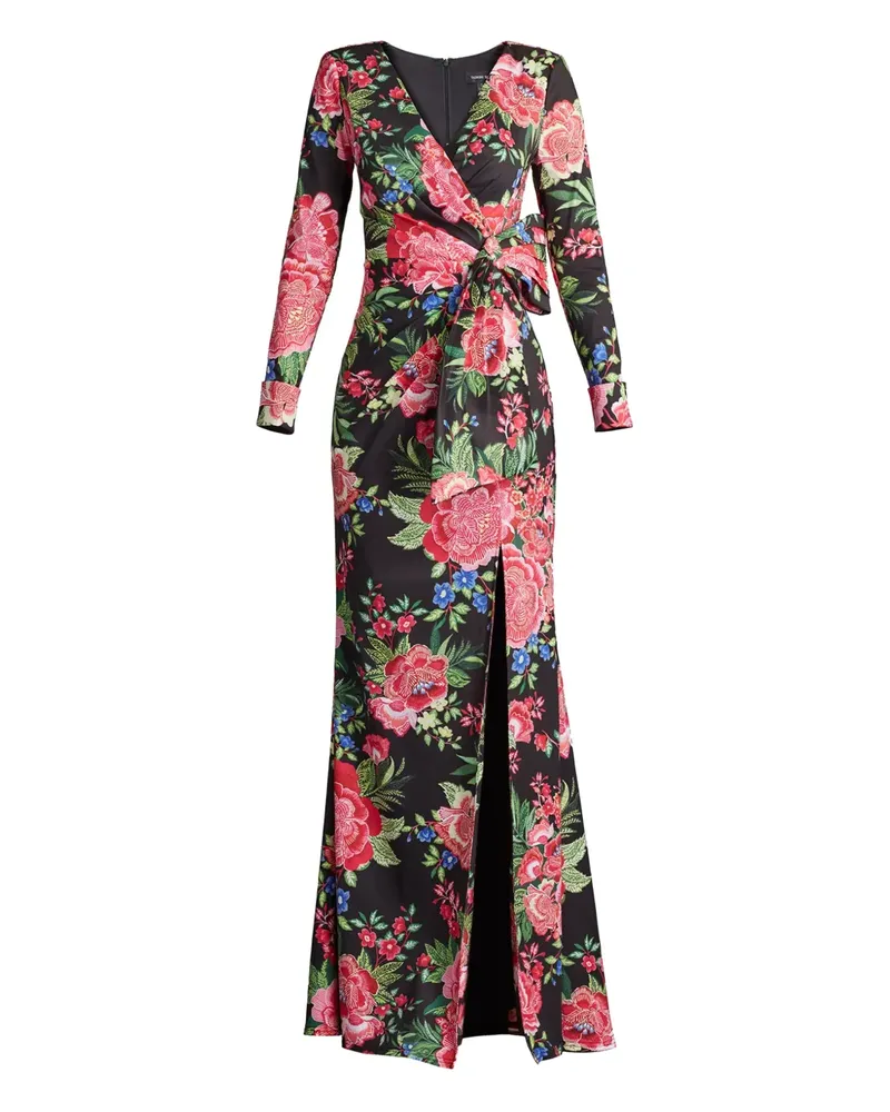 Tadashi Shoji Geblümtes Wickelkleid - Schwarz Schwarz