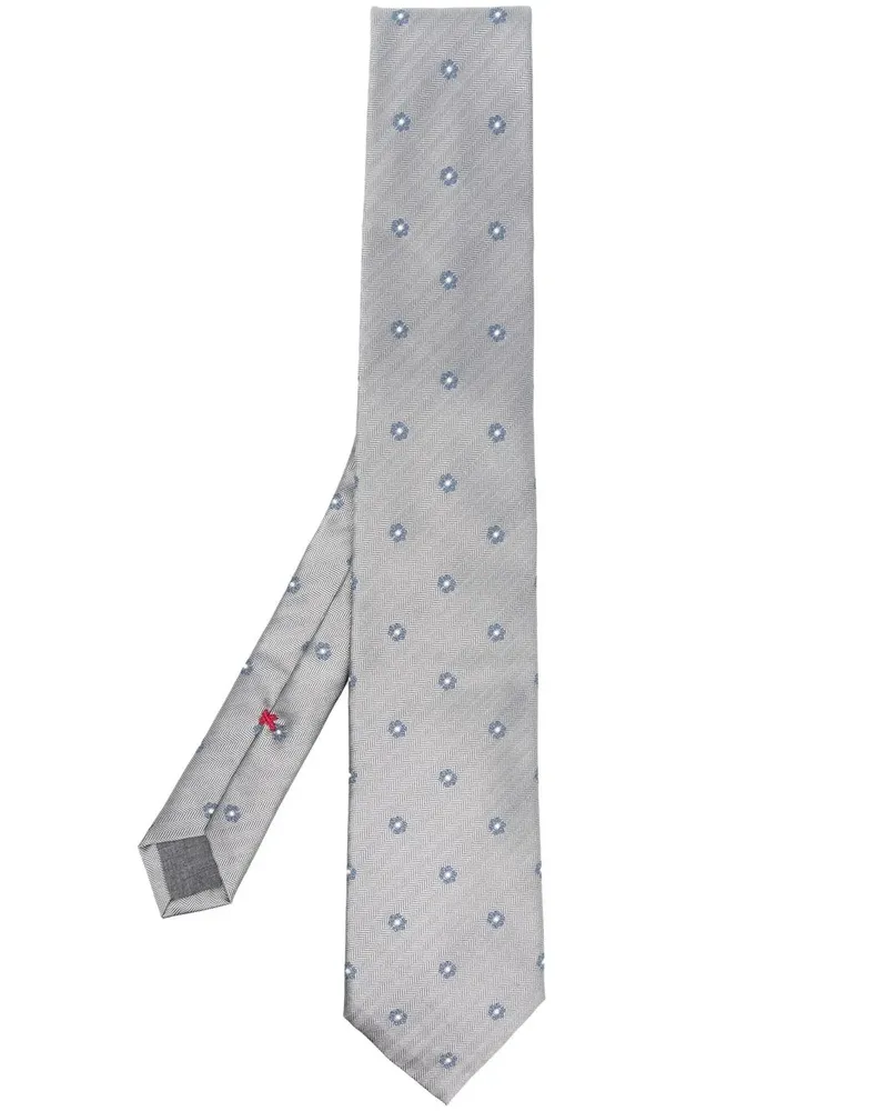Brunello Cucinelli Krawatte mit Blumenmuster - Grau Grau