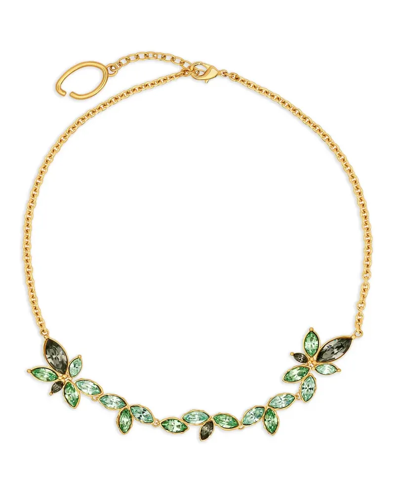 Oscar de la Renta Navette Halskette mit Kristallen - Gold Gold